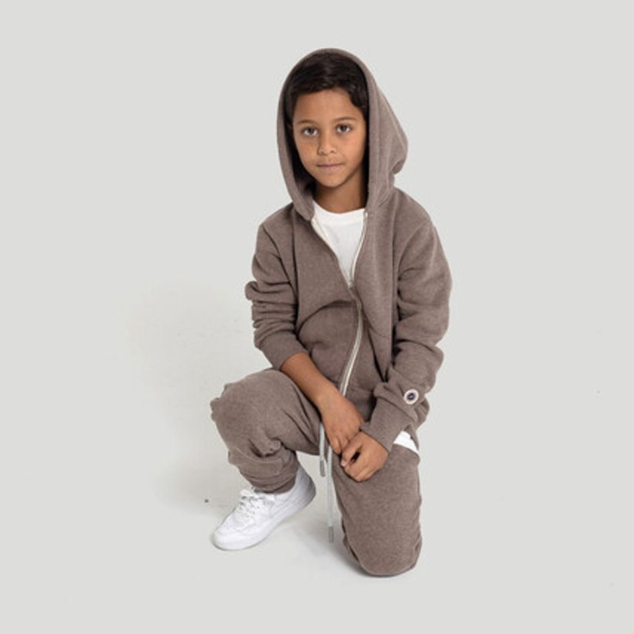 Enfant SWEET PANTS | Kid Wide Zip Hood Brown Marl - Sweet Pants