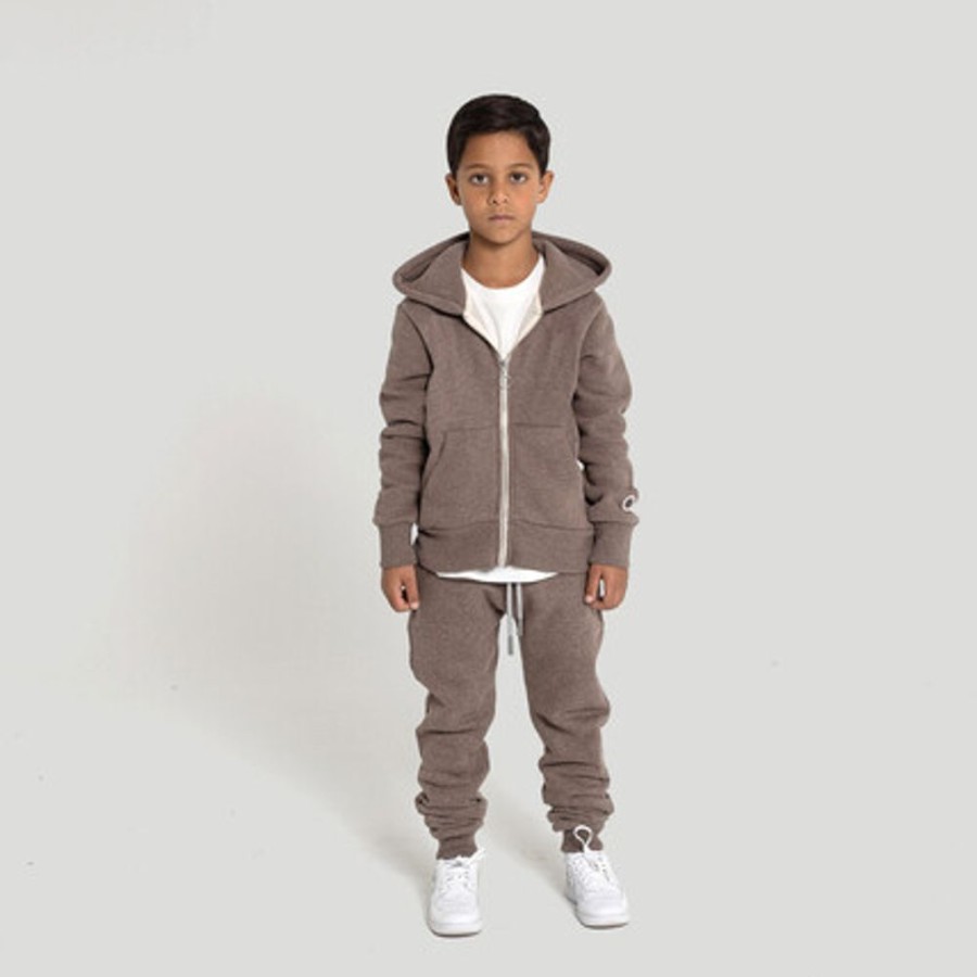 Enfant SWEET PANTS | Kid Wide Zip Hood Brown Marl - Sweet Pants