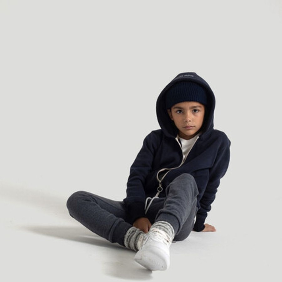 Enfant SWEET PANTS | Kid Wide Zip Hood Navy - Sweet Pants